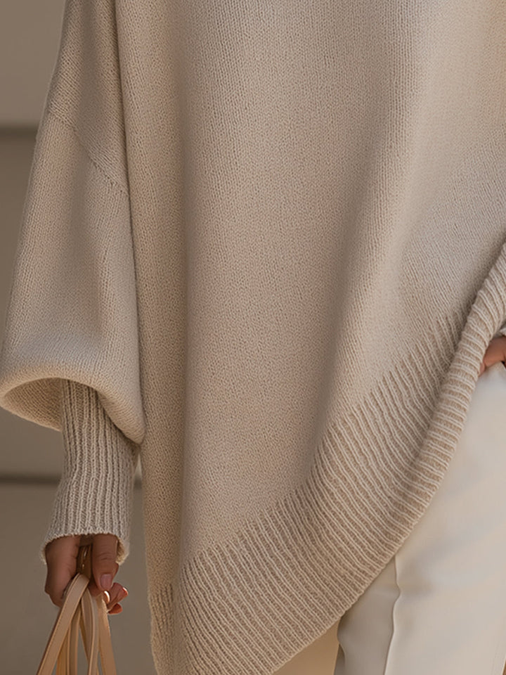 Ladies Oversized Knitted Poncho Sweater