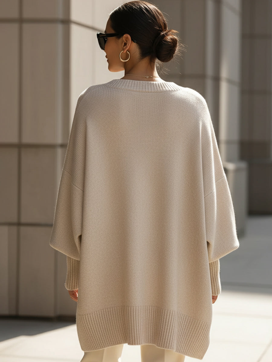 Ladies Oversized Knitted Poncho Sweater