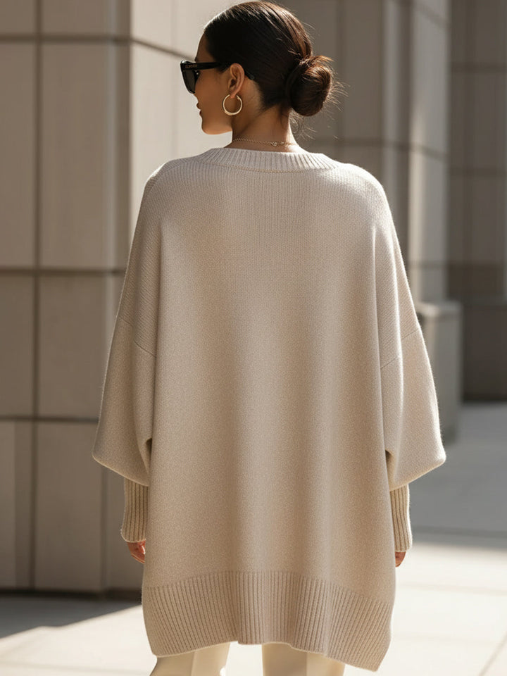 Ladies Oversized Knitted Poncho Sweater