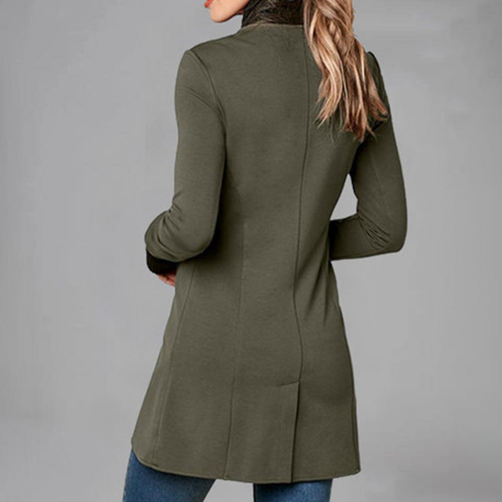 Ladies' jacket with long sleeves, standing collar, and buttons