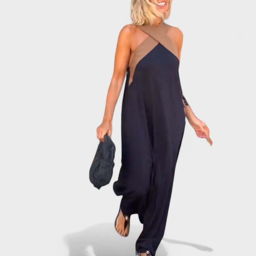 Luxurious Crisscrossing Neckline Chiffon With Effortless Fluid Draping Maxi Dress