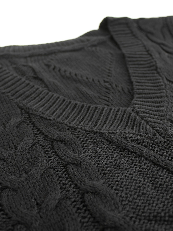 Cora | Cozy Cable Knit V-Neck Sweater Vest