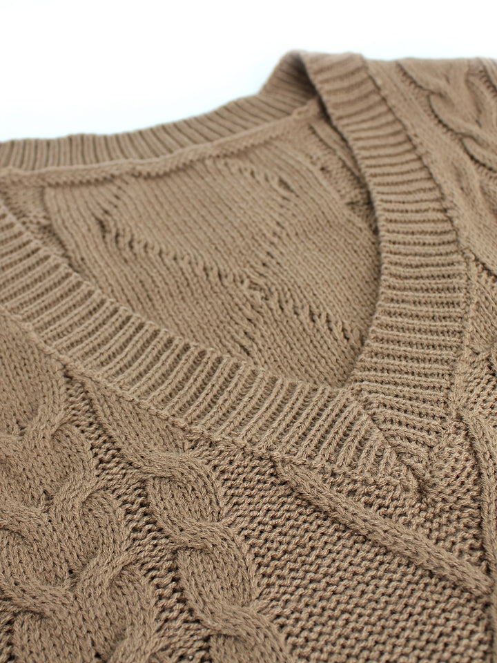 Cora | Cozy Cable Knit V-Neck Sweater Vest
