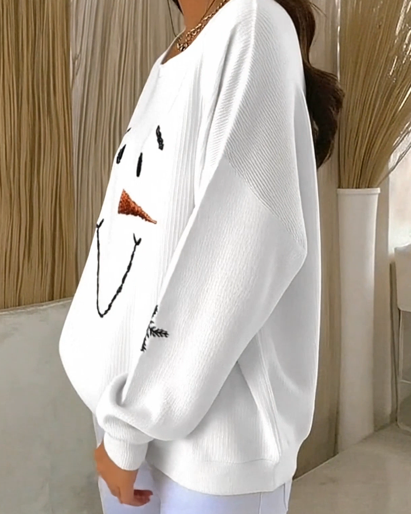 HARPER – CUTE SNOWMAN FACE SWEATER