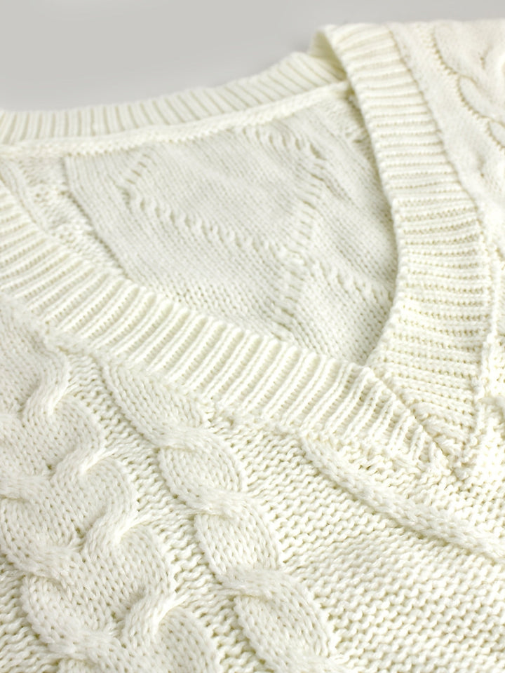 Cora | Cozy Cable Knit V-Neck Sweater Vest
