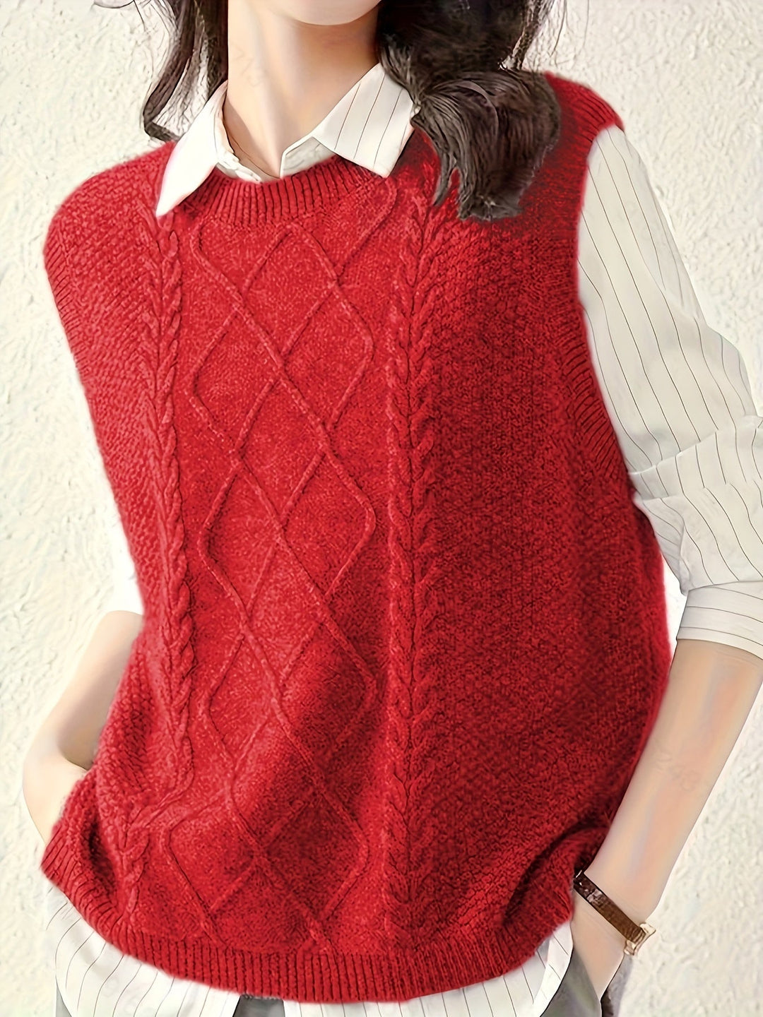 Brooke | Cable Knit Sweater Vest
