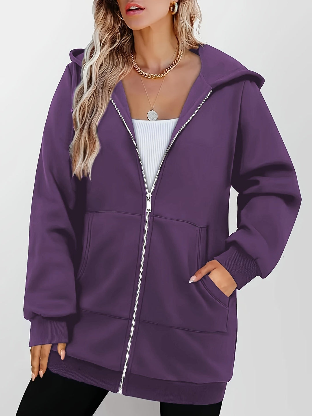 Heather | Long Hoodie Zip Jacket