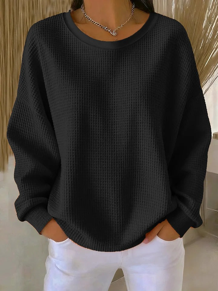 Sienna | Women's Textured Sweater with Crewneck and Cuff