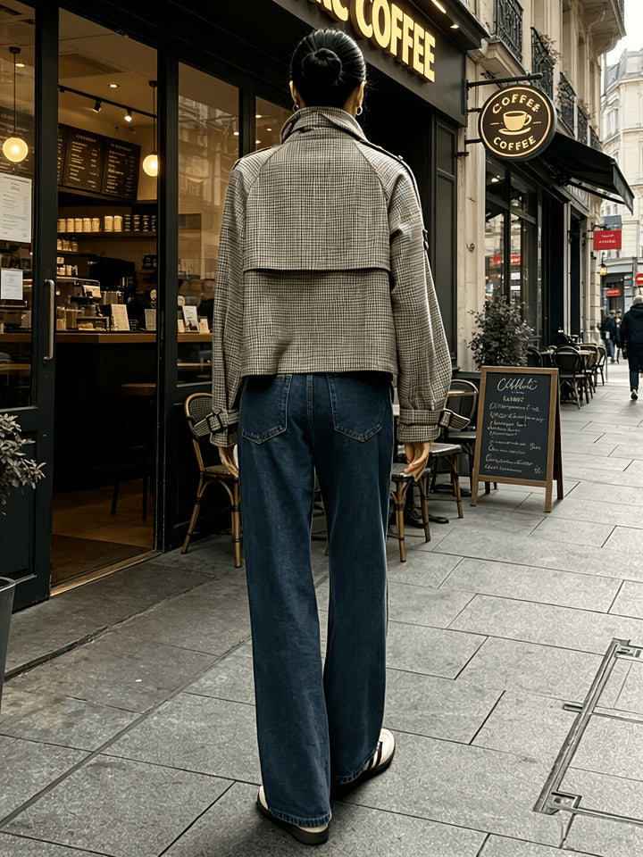 Marguerite | Colbert with Standing Collar in Houndstooth