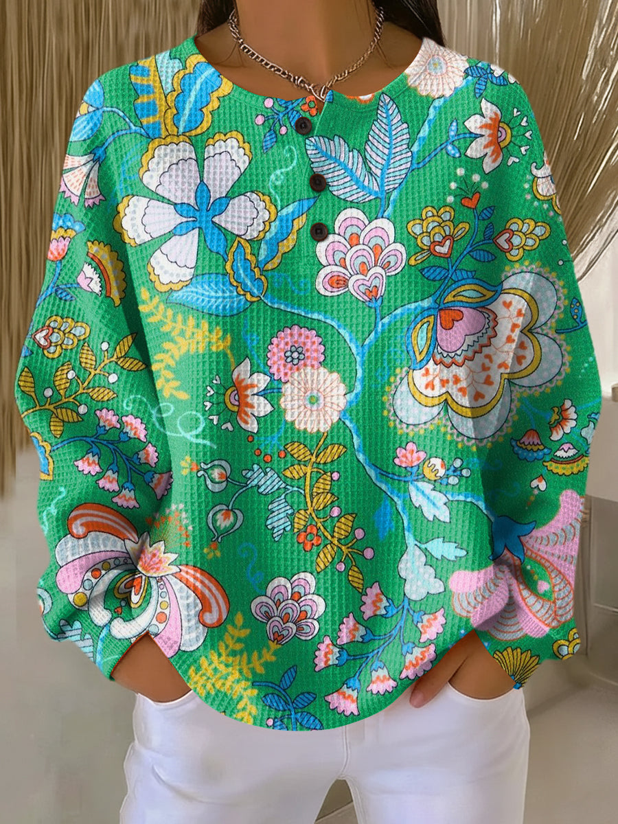 Elina | Pullover with Colorful Ethnic Flower Pattern