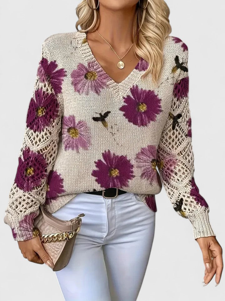 Deborah - Casual Flower Sweater