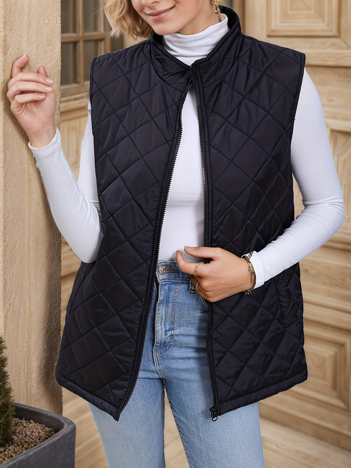 Eileen | Layered Long Vest with Check Pattern