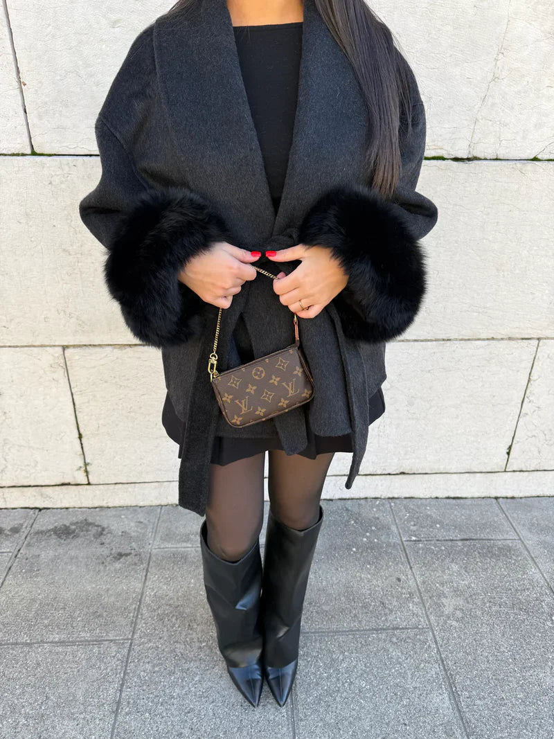 Ladies Winter Coat with Faux Fur Collar