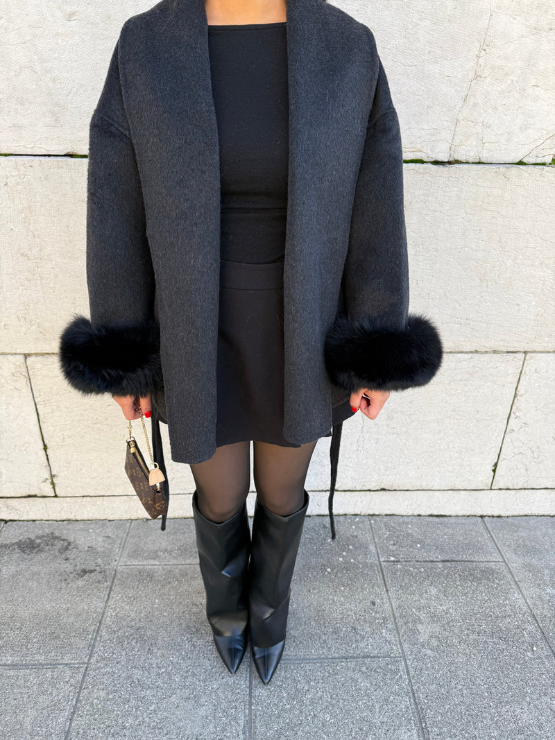 Ladies Winter Coat with Faux Fur Collar