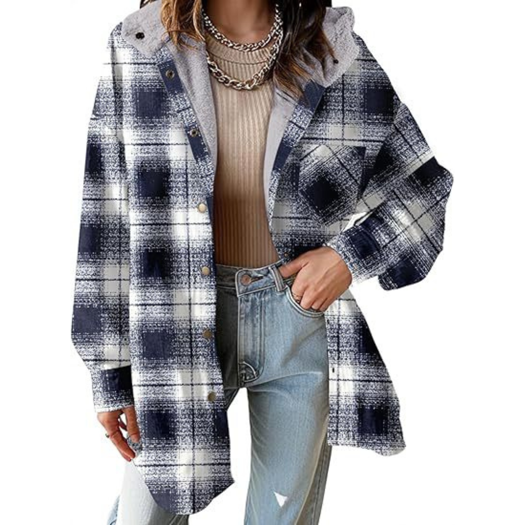 Tallulah - Relaxed Fit Hoodie in Plaid Pattern