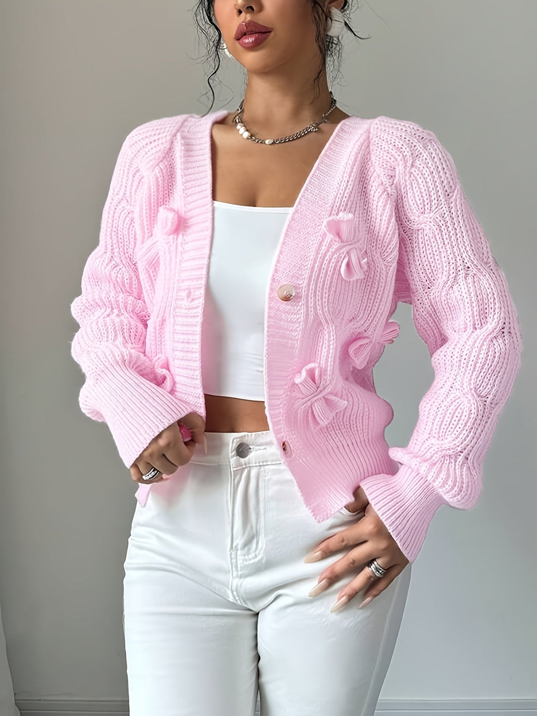 Juniper | Soft Cardigan with Bow Detail and Long Sleeves