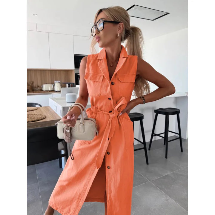 Olivia | Women’s Maxi Dress with Buttons and Belt