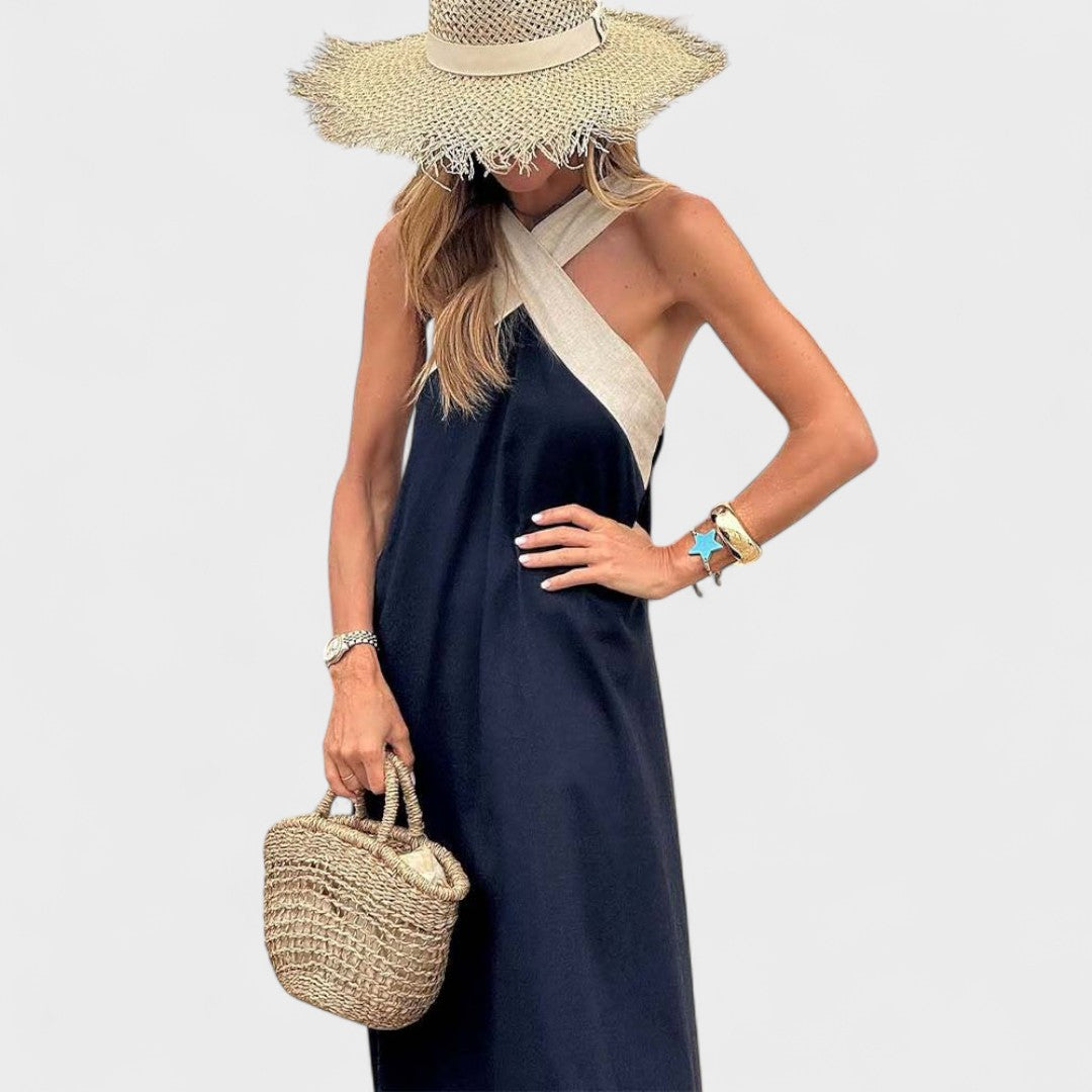 Luxurious Crisscrossing Neckline Chiffon With Effortless Fluid Draping Maxi Dress