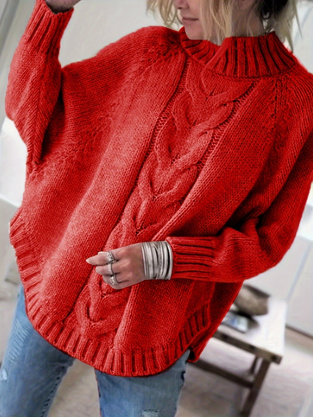 Corinne | Cozy High Neck Cable Knit Sweater