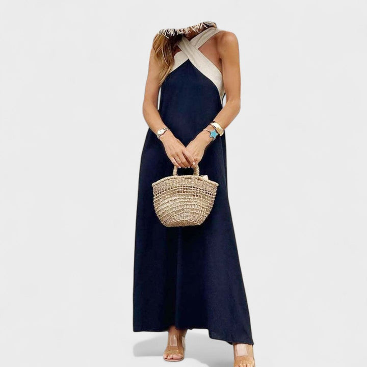 Luxurious Crisscrossing Neckline Chiffon With Effortless Fluid Draping Maxi Dress