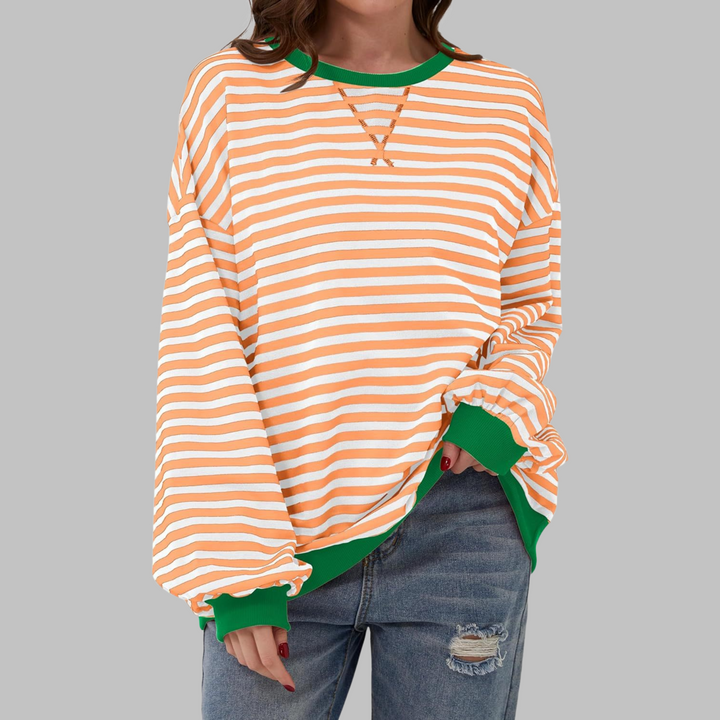 LUKA - Striped Long Sleeve Casual Sweatshirt with Round Neck