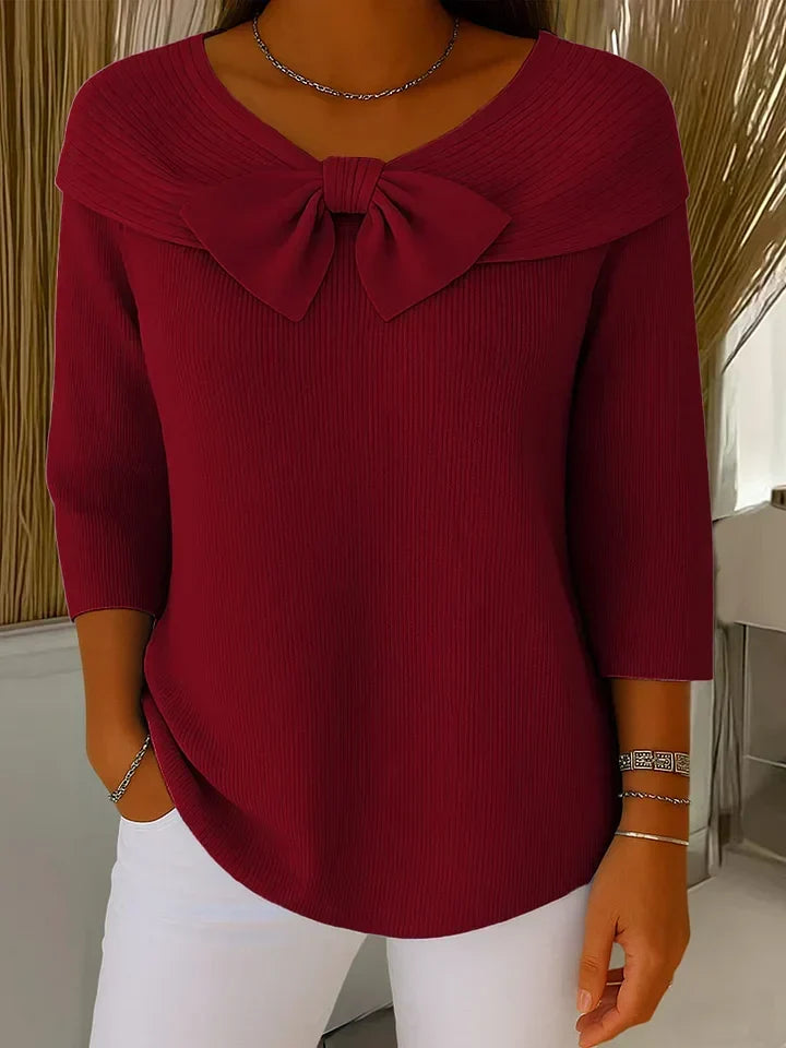 Madeline - Sweet Bow Collar Knitted Top