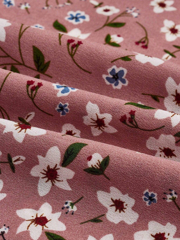 Enchanting Magnificently Smocked Midriff Floral Pattern Bishop Sleeves Maxi Dress