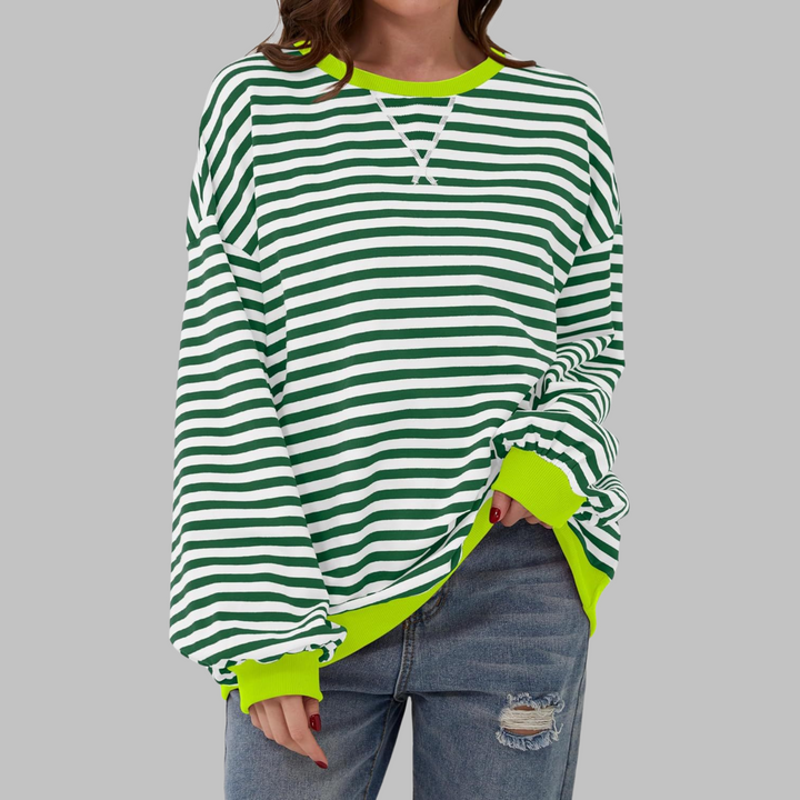 LUKA - Striped Long Sleeve Casual Sweatshirt with Round Neck