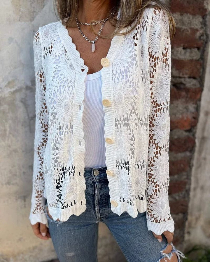 NALIE - Crocheted Lace Button Cardigan