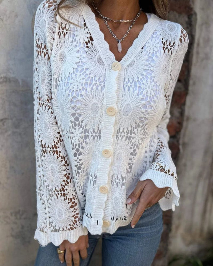 NALIE - Crocheted Lace Button Cardigan