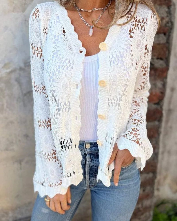 NALIE - Crocheted Lace Button Cardigan