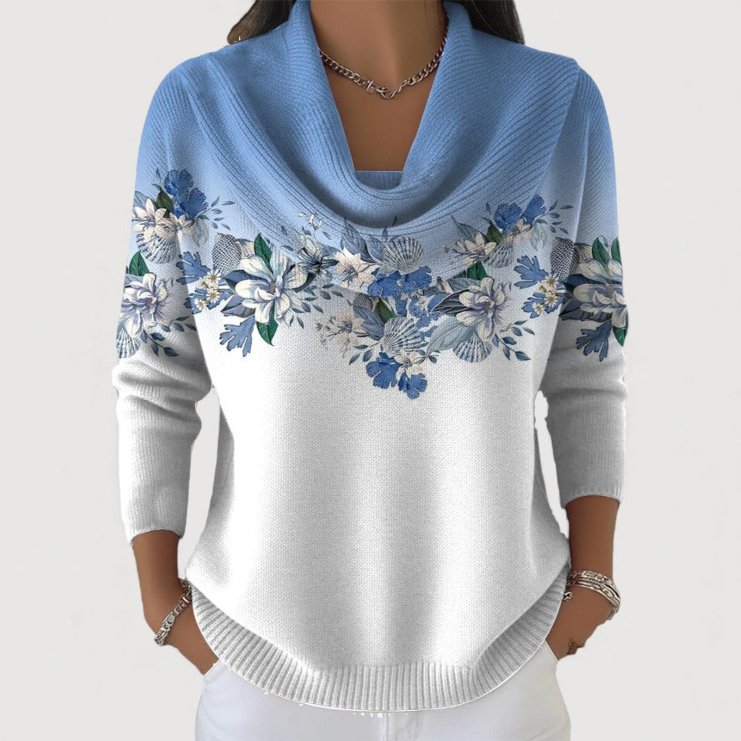 ALORA – Sweater with Floral Pattern and Turtleneck
