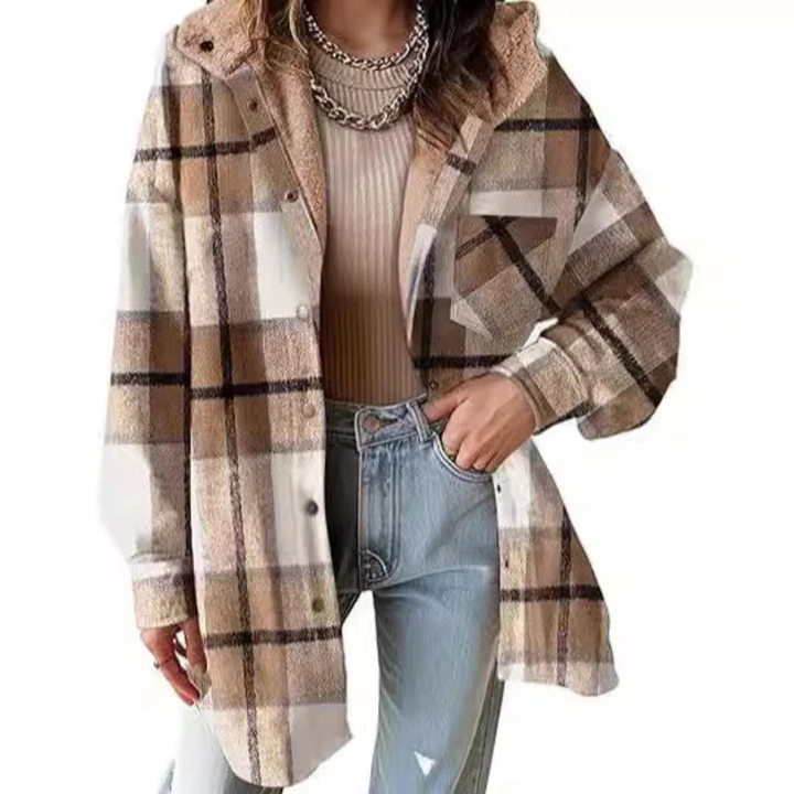 Tallulah - Relaxed Fit Hoodie in Plaid Pattern