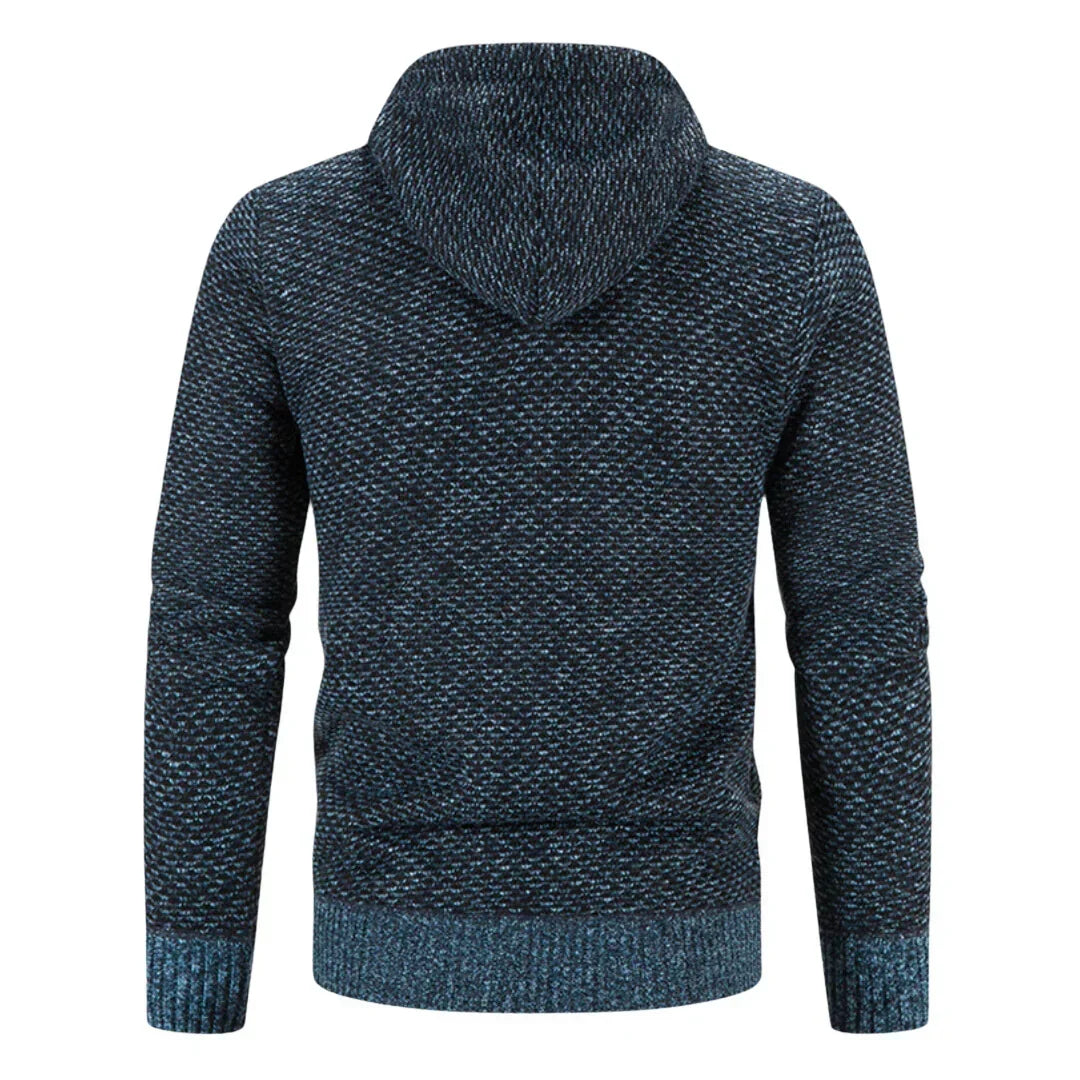 Men's Casual Zip-Up Knit Cardigan Hoodie
