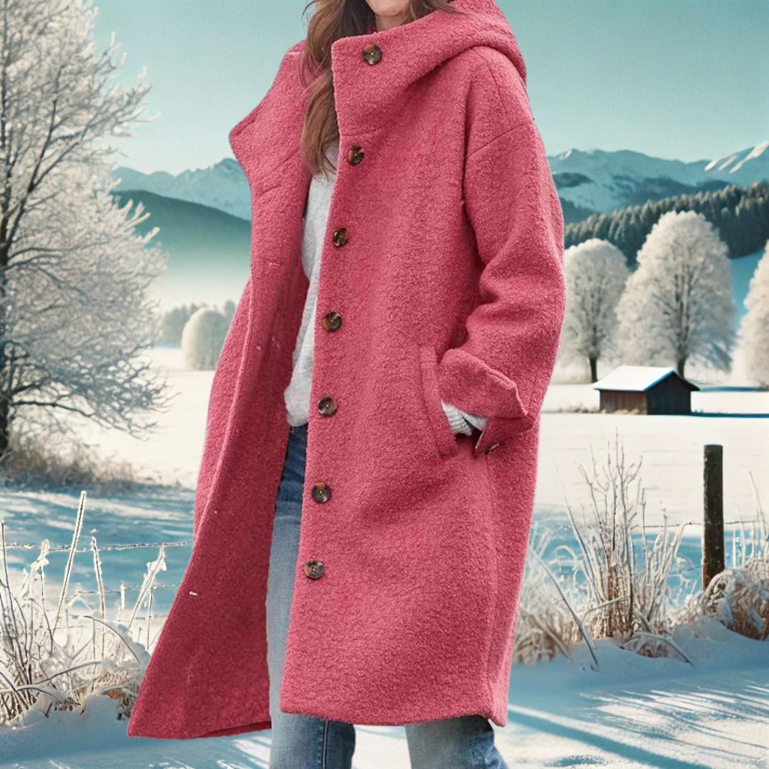 Ladies Hooded Teddy Longline Coat