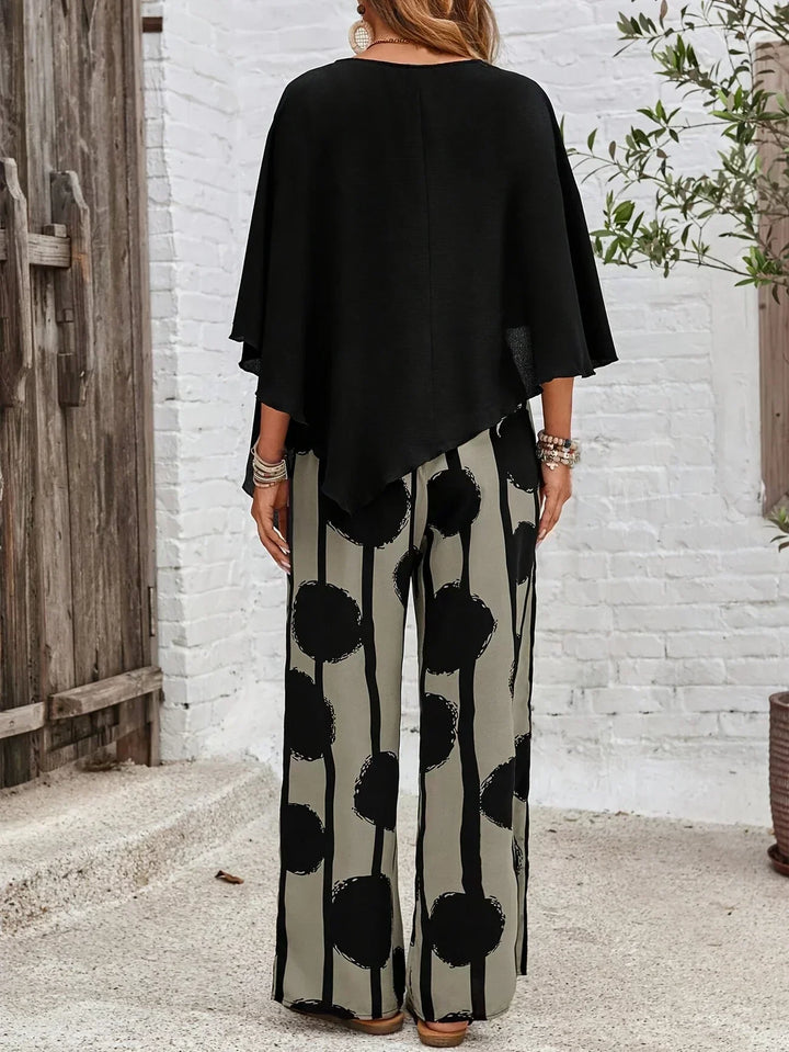 Tessa | 2 Piece Set with Batwing Top and Wide Leg Trousers