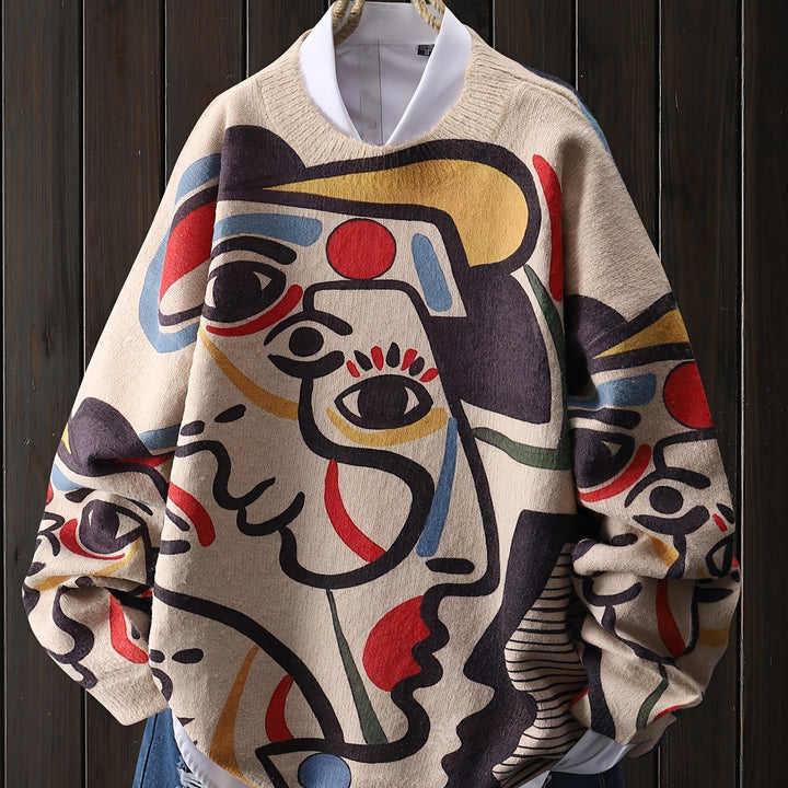 Kinsley | Men's Sweater with Crewneck and Abstract Graphic