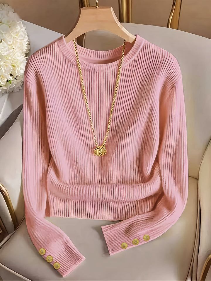 Gretchen | Ribbed Sweater with Buttons on the Sleeves