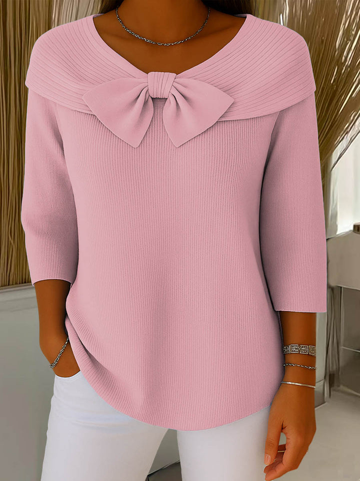 Helen - Elegant knitted sweater with bow detail