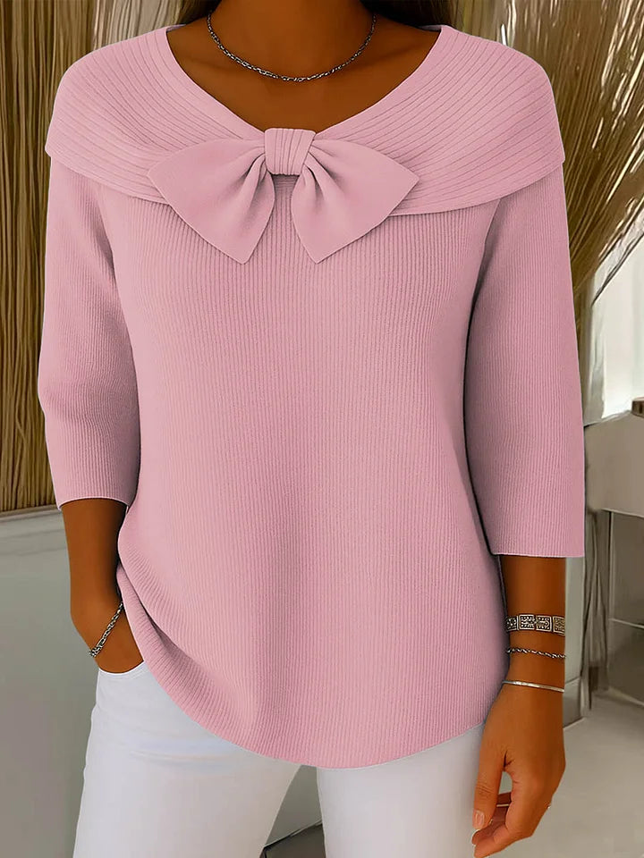 Madeline - Sweet Bow Collar Knitted Top