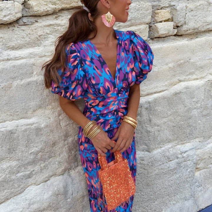 Glamorous Floral Print Crepe Fabric With Exceptionally Flattering Silhouette Dress