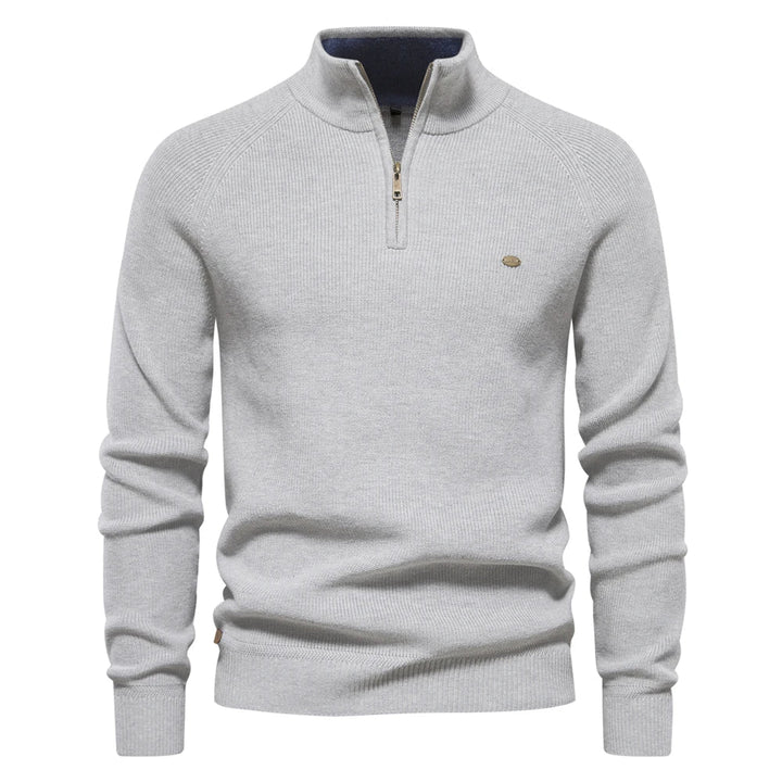 Men's Knitted Quarter-Zip Classic Ribbed Sweater