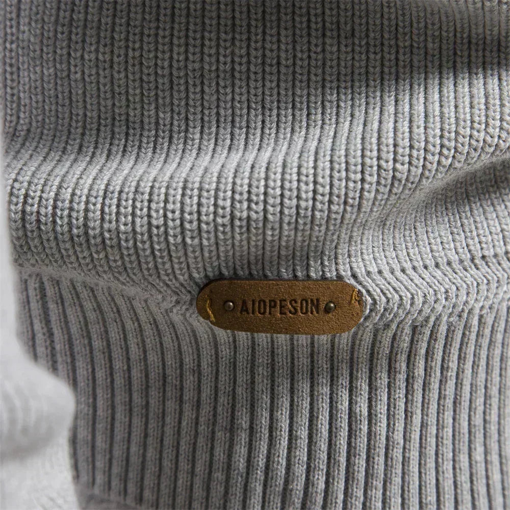 Men's Knitted Quarter-Zip Classic Ribbed Sweater