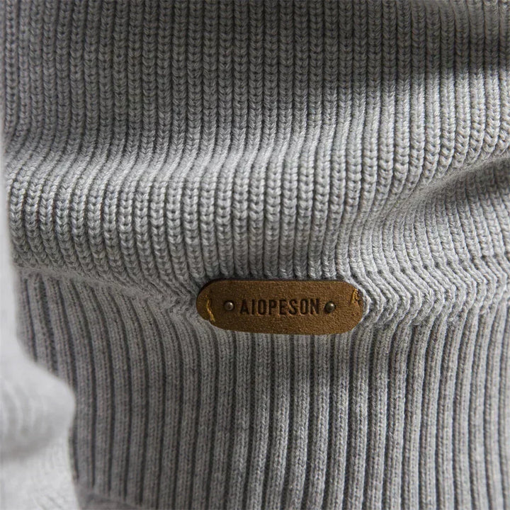 Men's Knitted Quarter-Zip Classic Ribbed Sweater