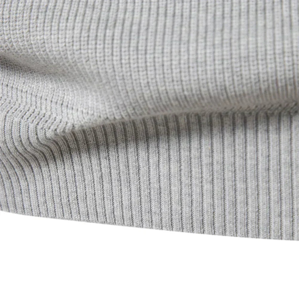 Men's Knitted Quarter-Zip Classic Ribbed Sweater
