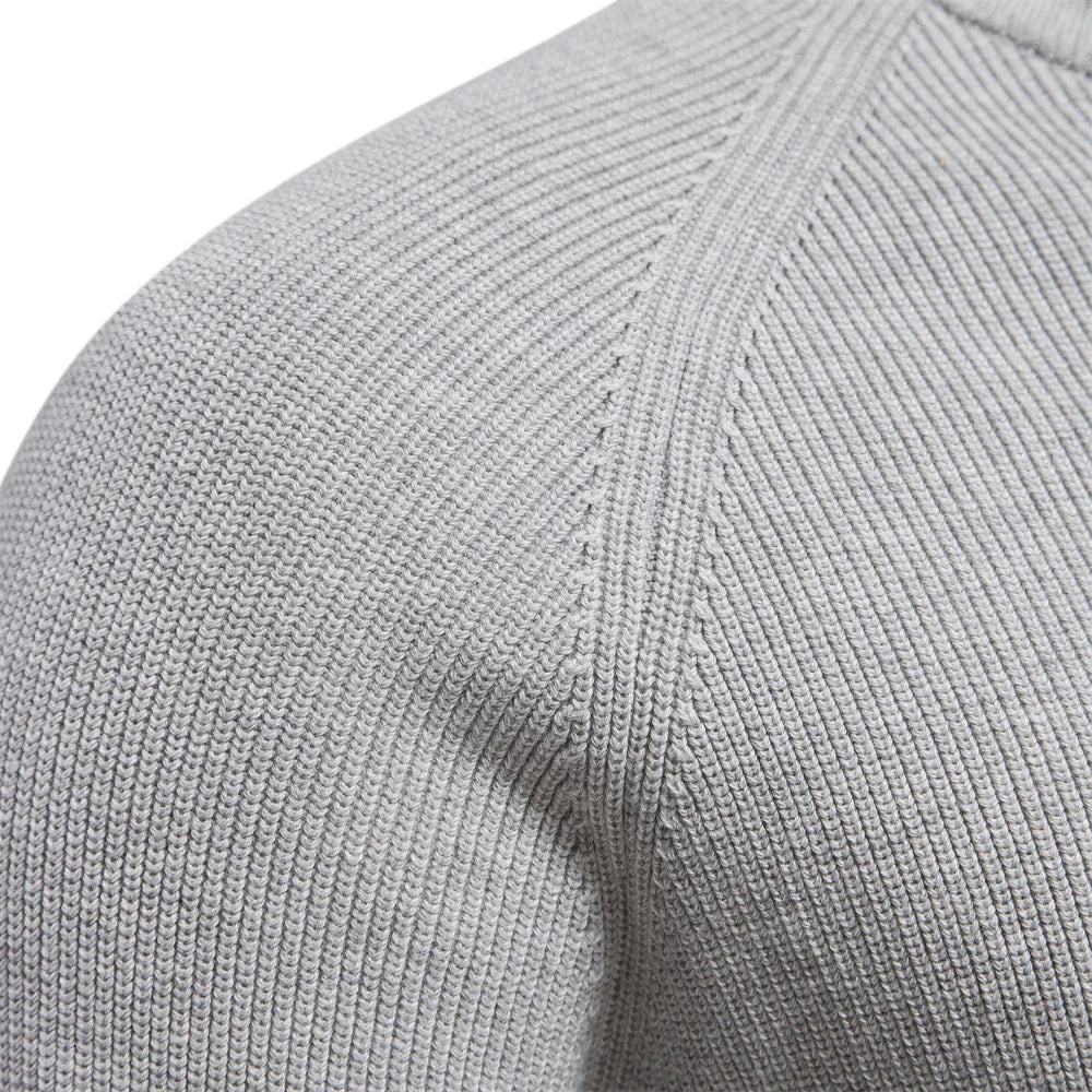 Men's Knitted Quarter-Zip Classic Ribbed Sweater