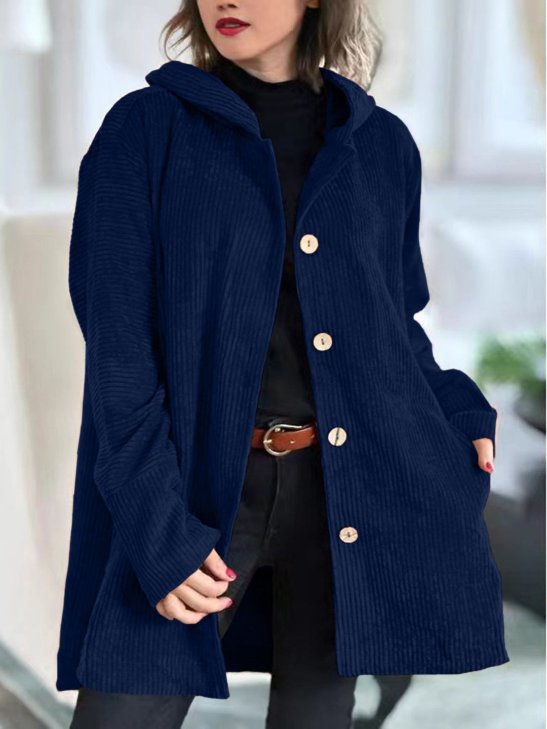 Cordia - Comfortable Cord Jacket with Hood