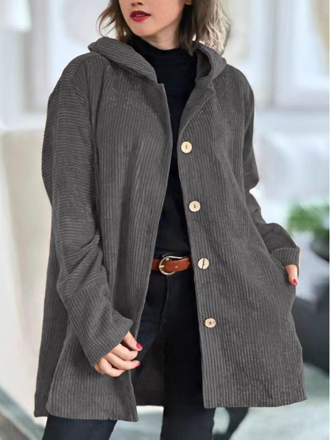Cordia - Comfortable Cord Jacket with Hood