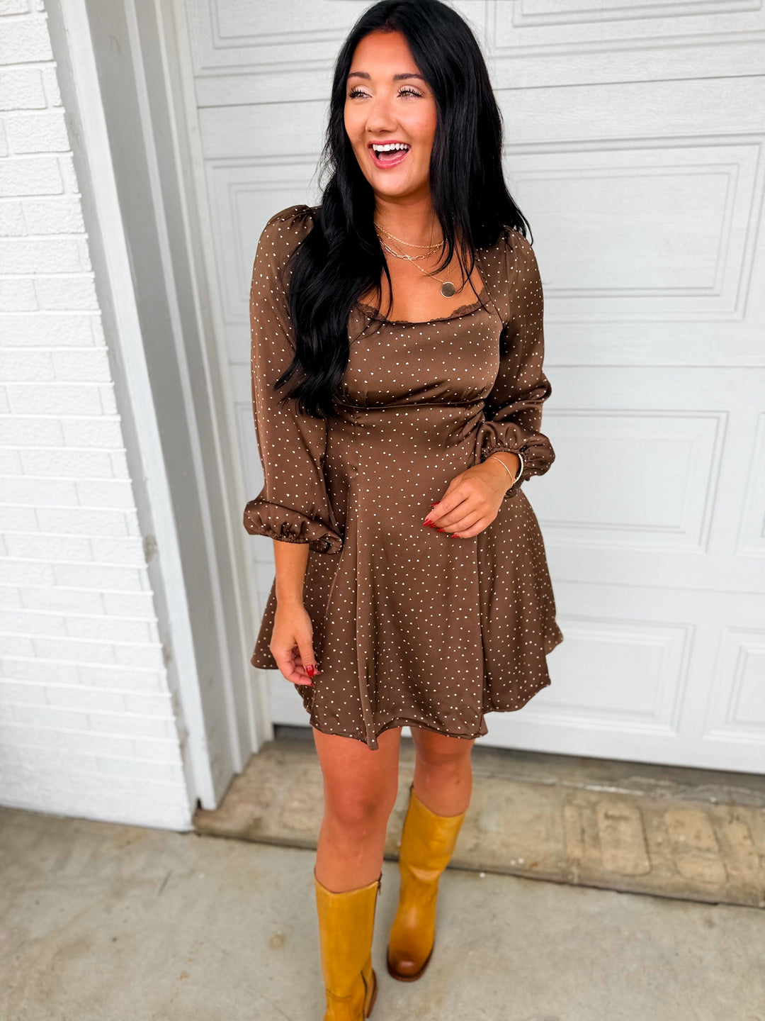 Emery | Women's Dress with Puff Sleeves and Dots