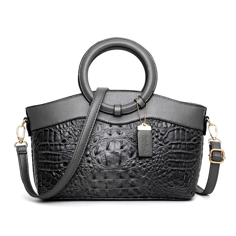 The Adrienne Crocodile-Pressed Vintage Leather Bag